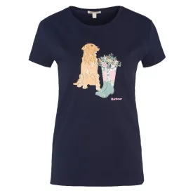 Barbour Rowen Ladies T-Shirt - Navy (Golden Retriever)