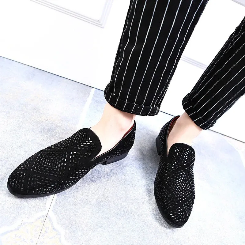 Black Diamond Rhinestones Designer Loafers,Wedding,Party Wear Slip On Shoes-JonasParamount