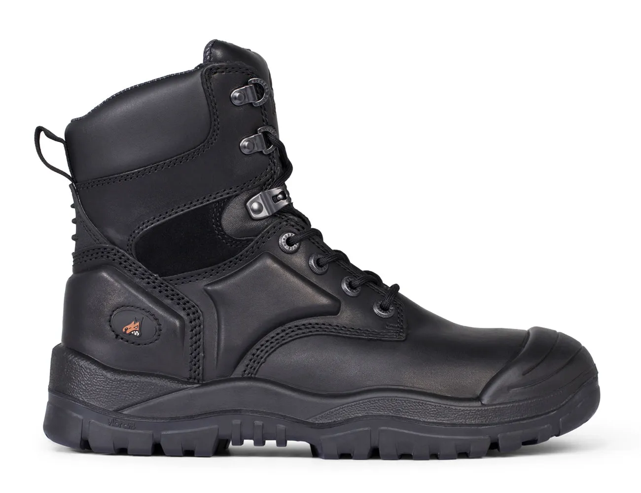 Black High Leg Lace Up Boot w/ Scuff Cap - 550020