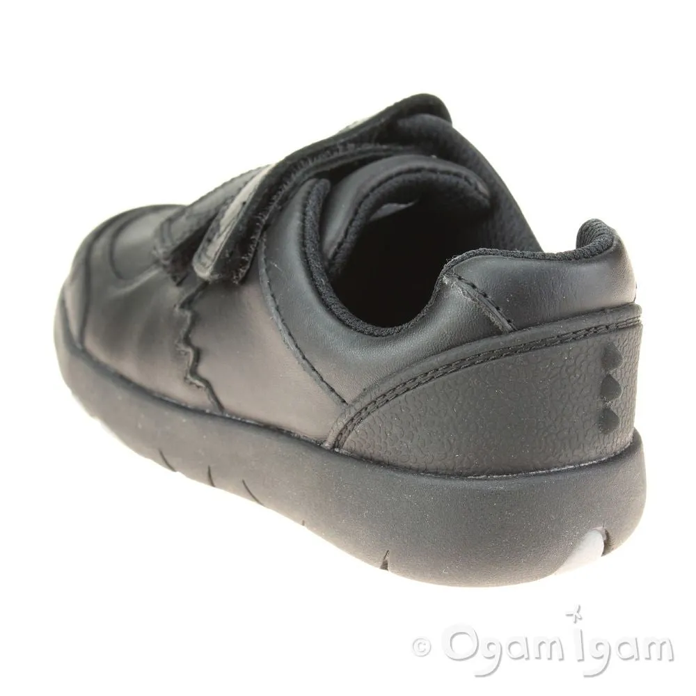 Clarks Rex Pace Boys Black School Shoe