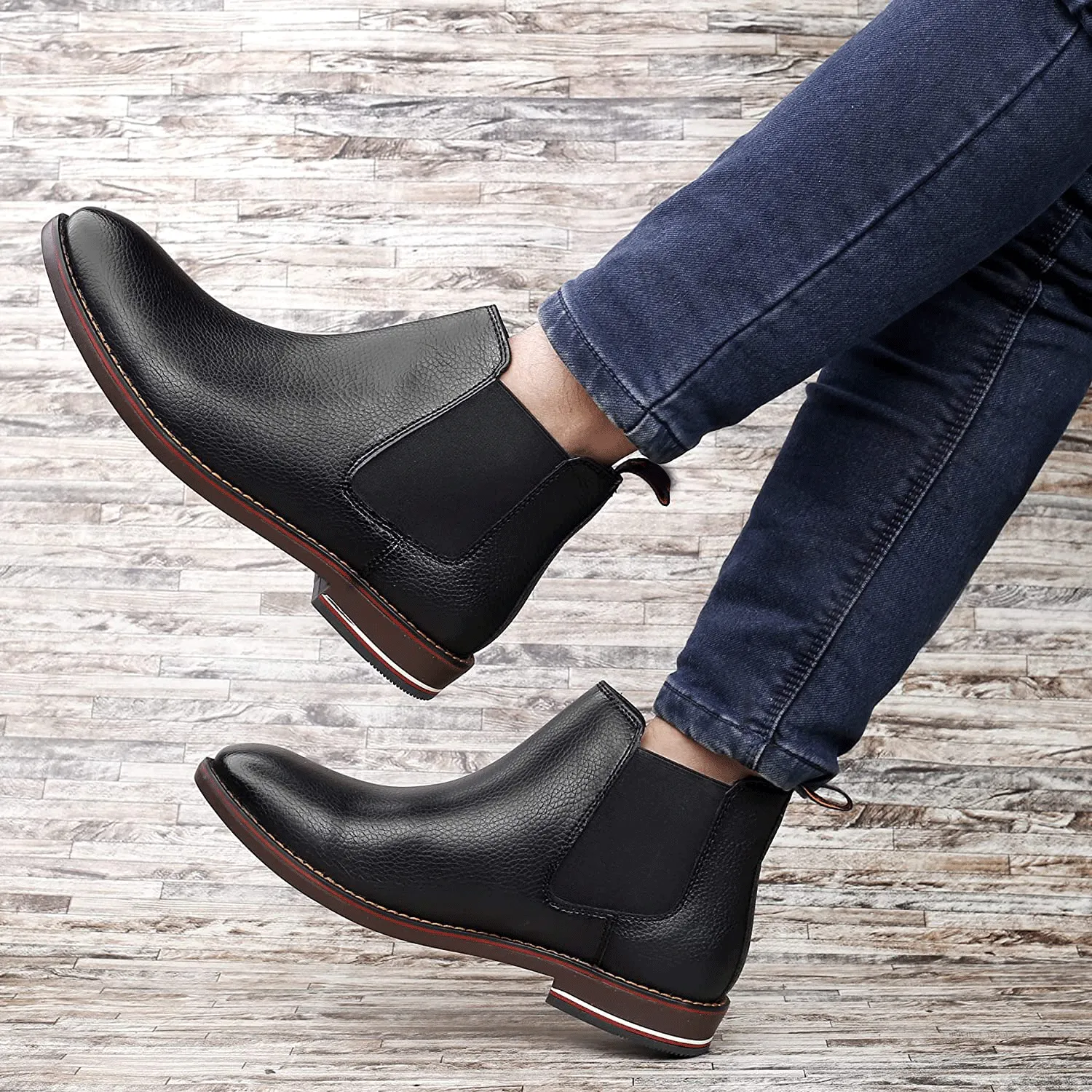 Classy Ankle British Design Black Chelsea Boots For Men-JonasParamount