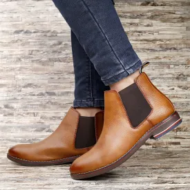 Classy Ankle British Design Tan Chelsea Boots For Men-JonasParamount