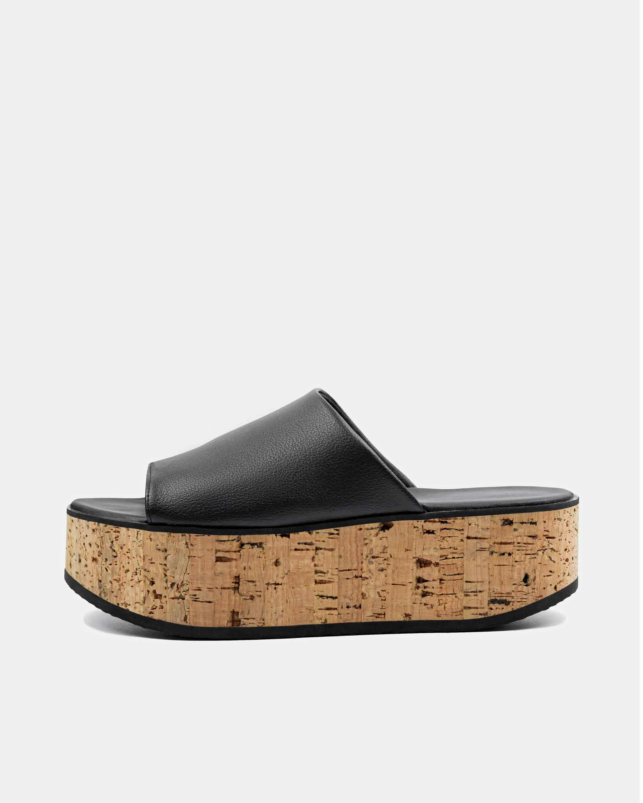 Geigi Flatforms Grape Leather Sandals Black