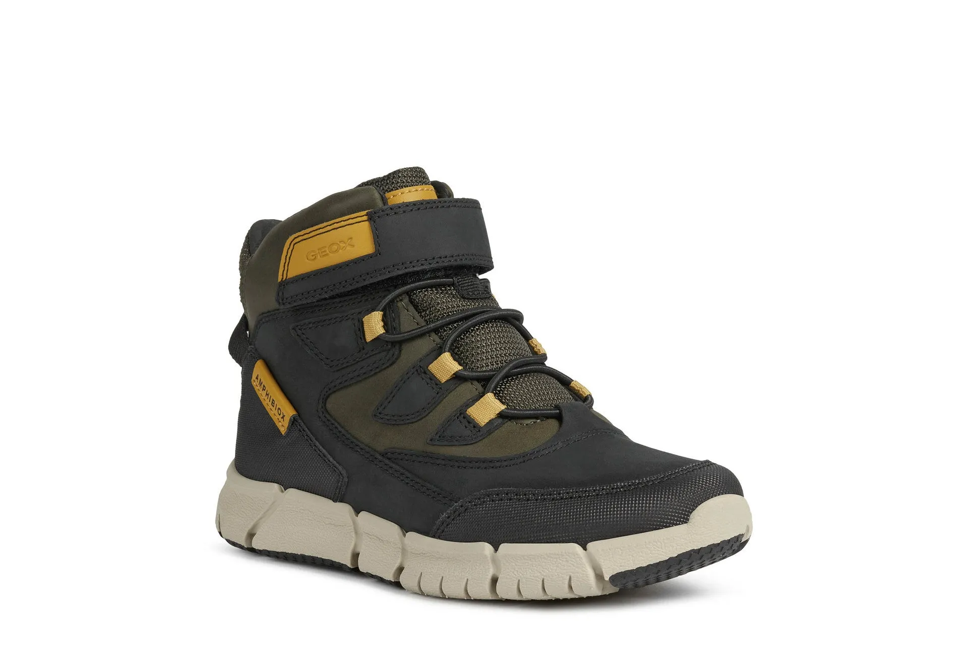 Geox Flexyper Boys Black Yellow Waterproof Boot