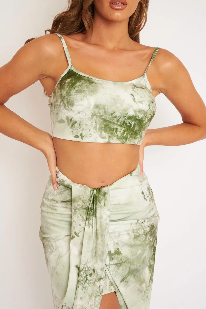 Green Tie Dye Midi Skirt and Crop Top Co-ord - Lisa