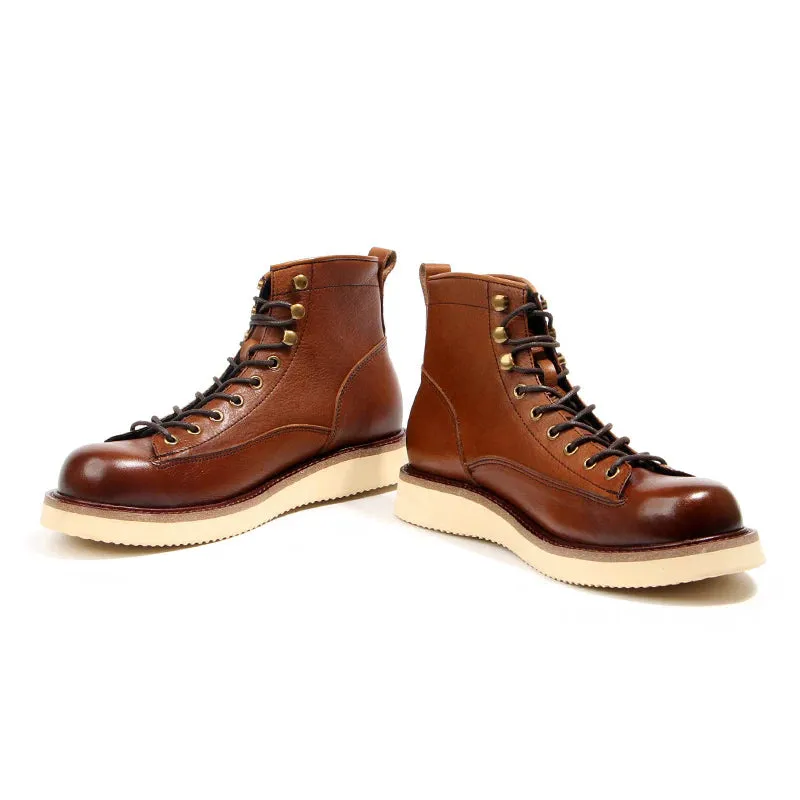 Hand-Polished Top Leather Mountain Boots