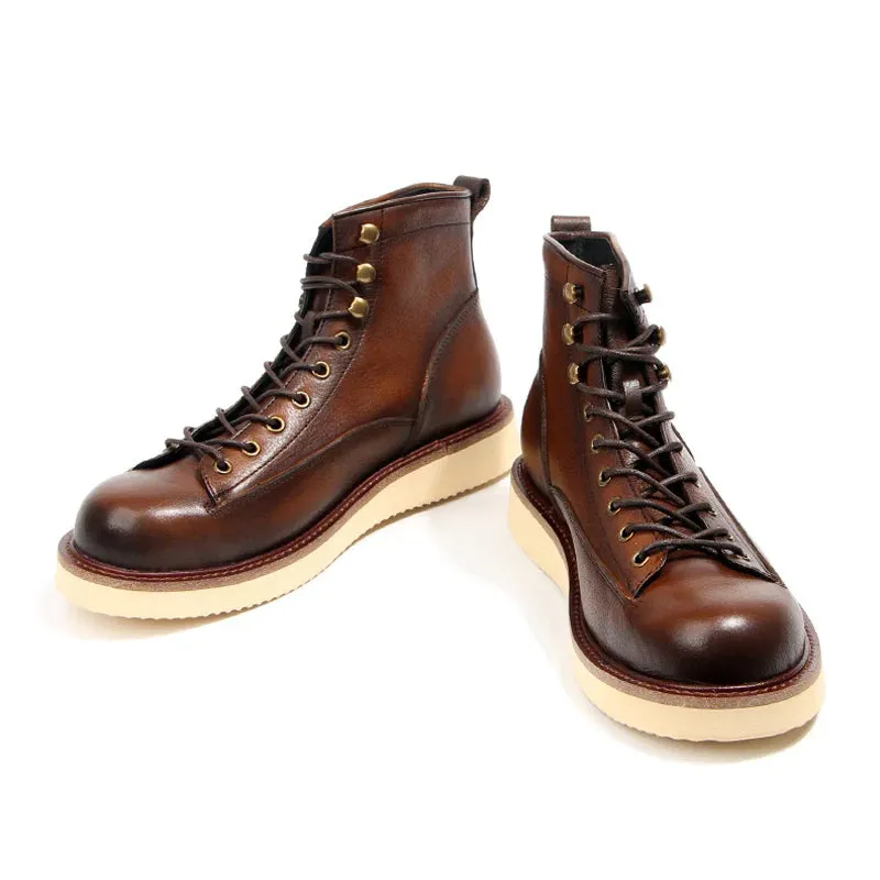 Hand-Polished Top Leather Mountain Boots