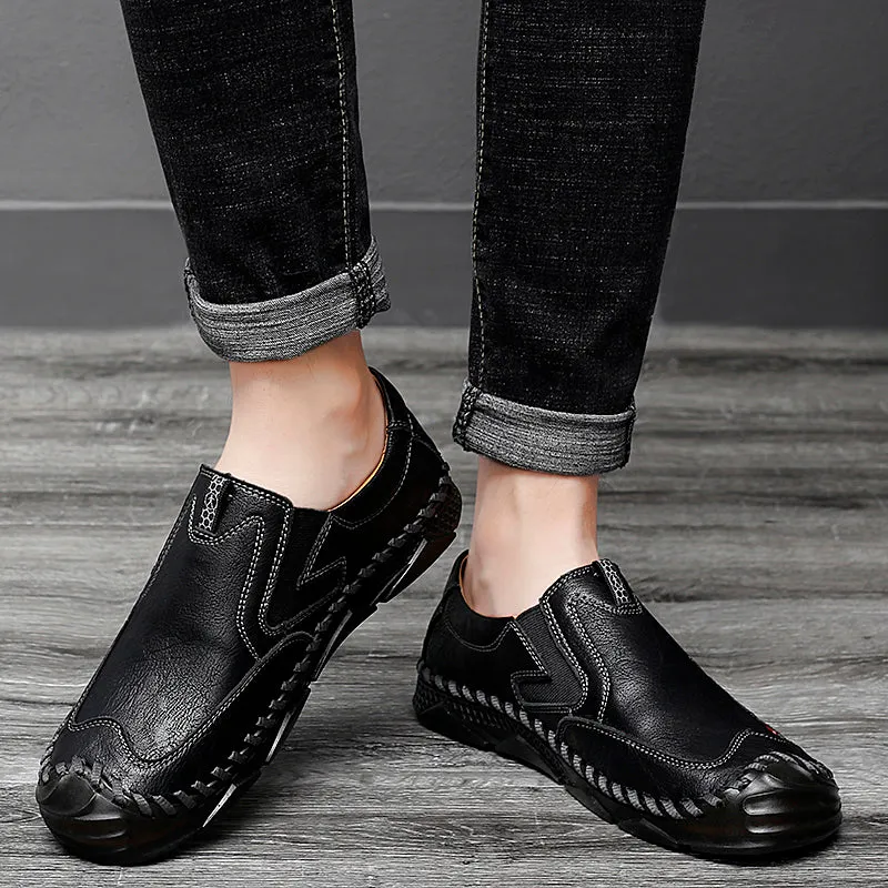 Men's Handmade Leather Loafers Breathable Casual Shoes Comfortable Soft inner Sole | 90555