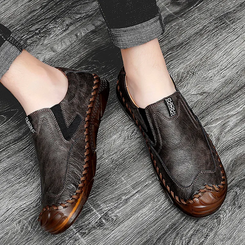 Men's Handmade Leather Loafers Breathable Casual Shoes Comfortable Soft inner Sole | 90555