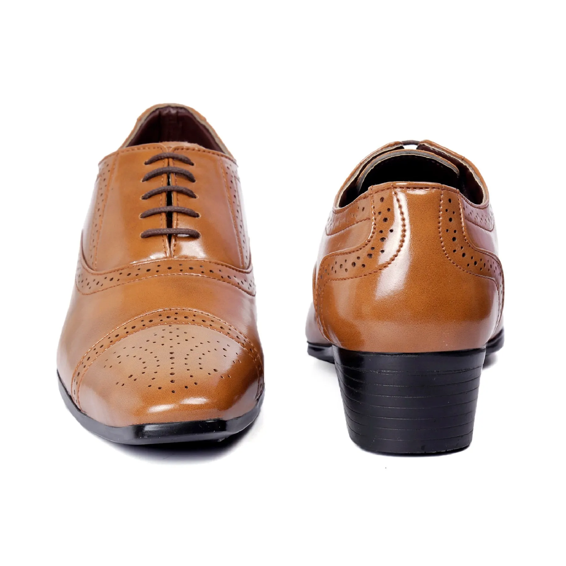 Men's Height Increasing Faux Leather Oxford Semi Brogue Formal Lace-Up Shoes