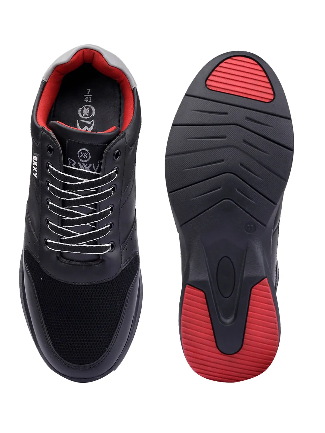 Men's Stylish Hidden Height Increasing Pu Leather Material Casual Sneaker Lace up Shoes