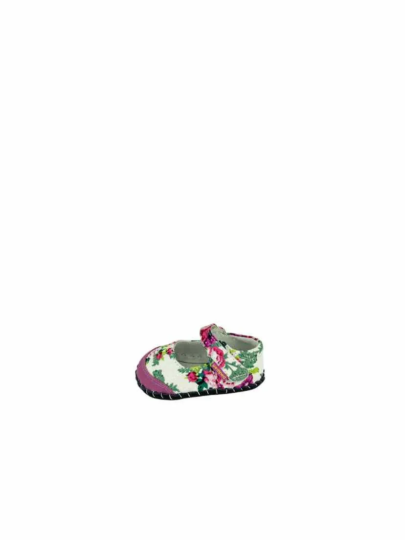 Pediped, Baby Girl Floral Mary Jane Shoes, Ivory/Multi, Size 2.5-3.5 (0-6M)