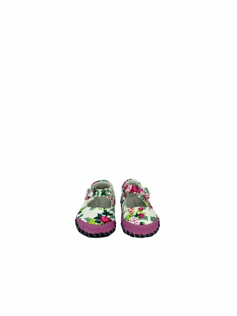 Pediped, Baby Girl Floral Mary Jane Shoes, Ivory/Multi, Size 2.5-3.5 (0-6M)