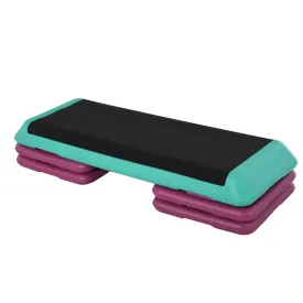 Plastic Adjustable 3-Level Exercise Step Aerobic Stepper Green/Purple