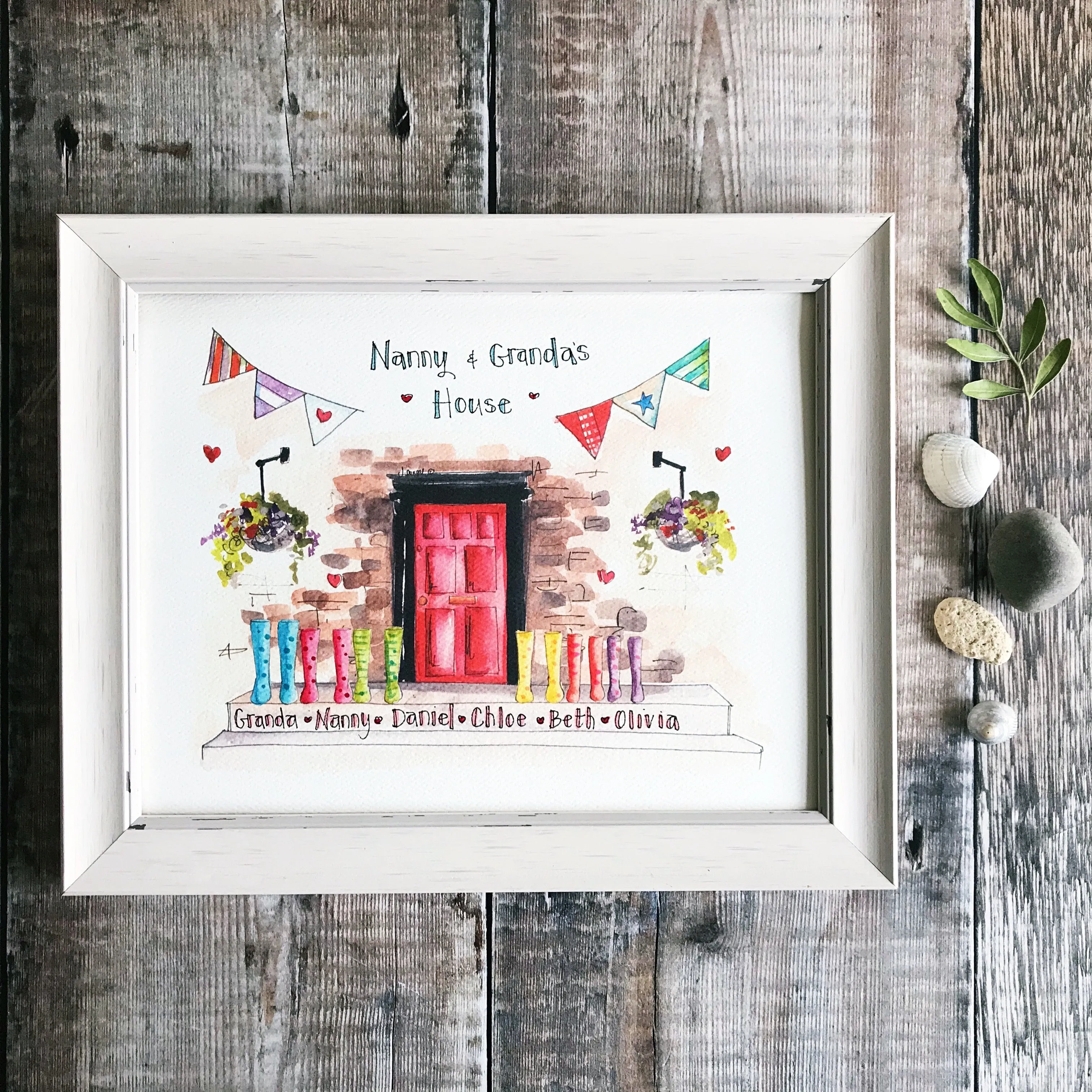 "Red Door 3 Wellies" Personalised Print