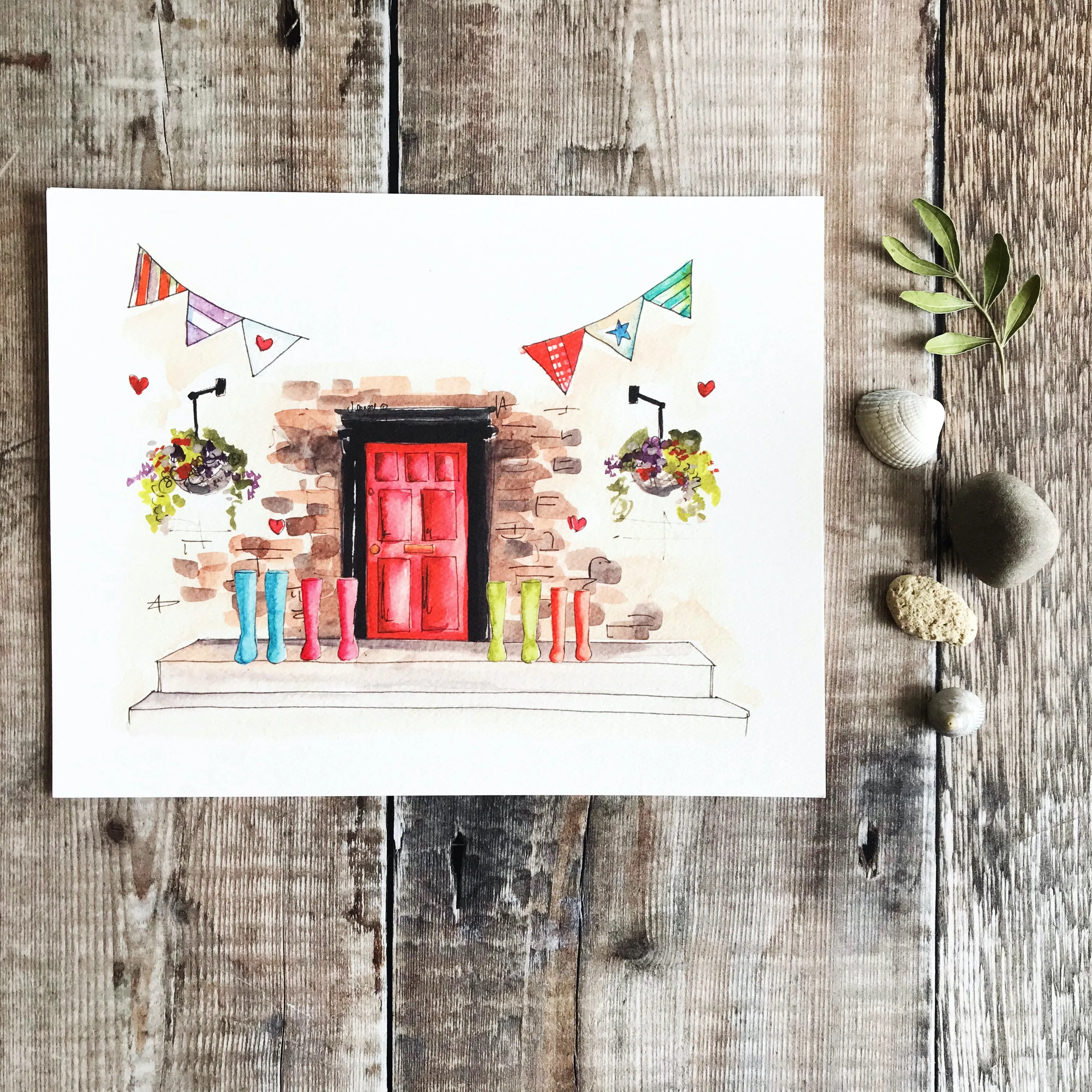 "Red Door 4 Wellies" Personalised Print