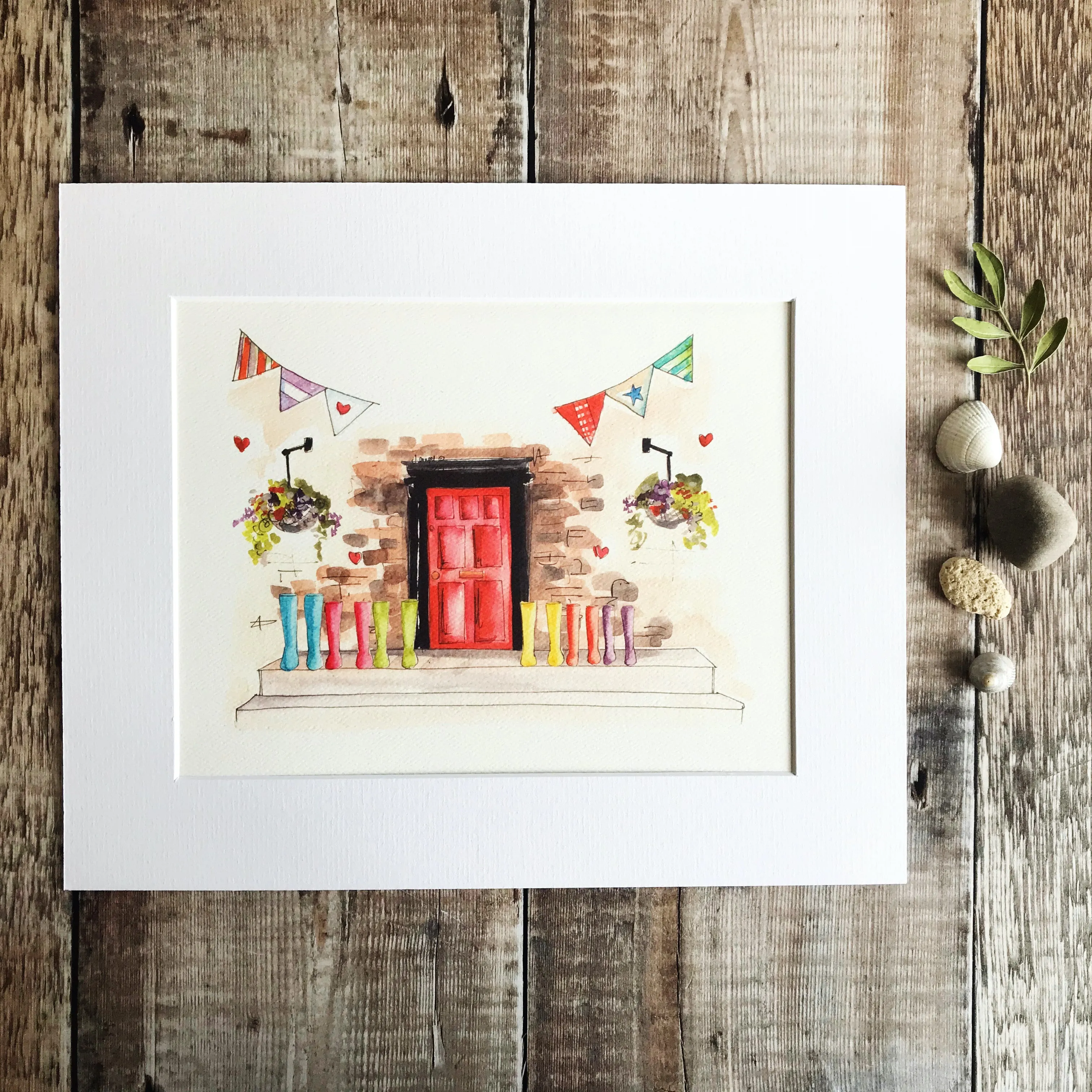 "Red Door 6 Wellies" Personalised Print