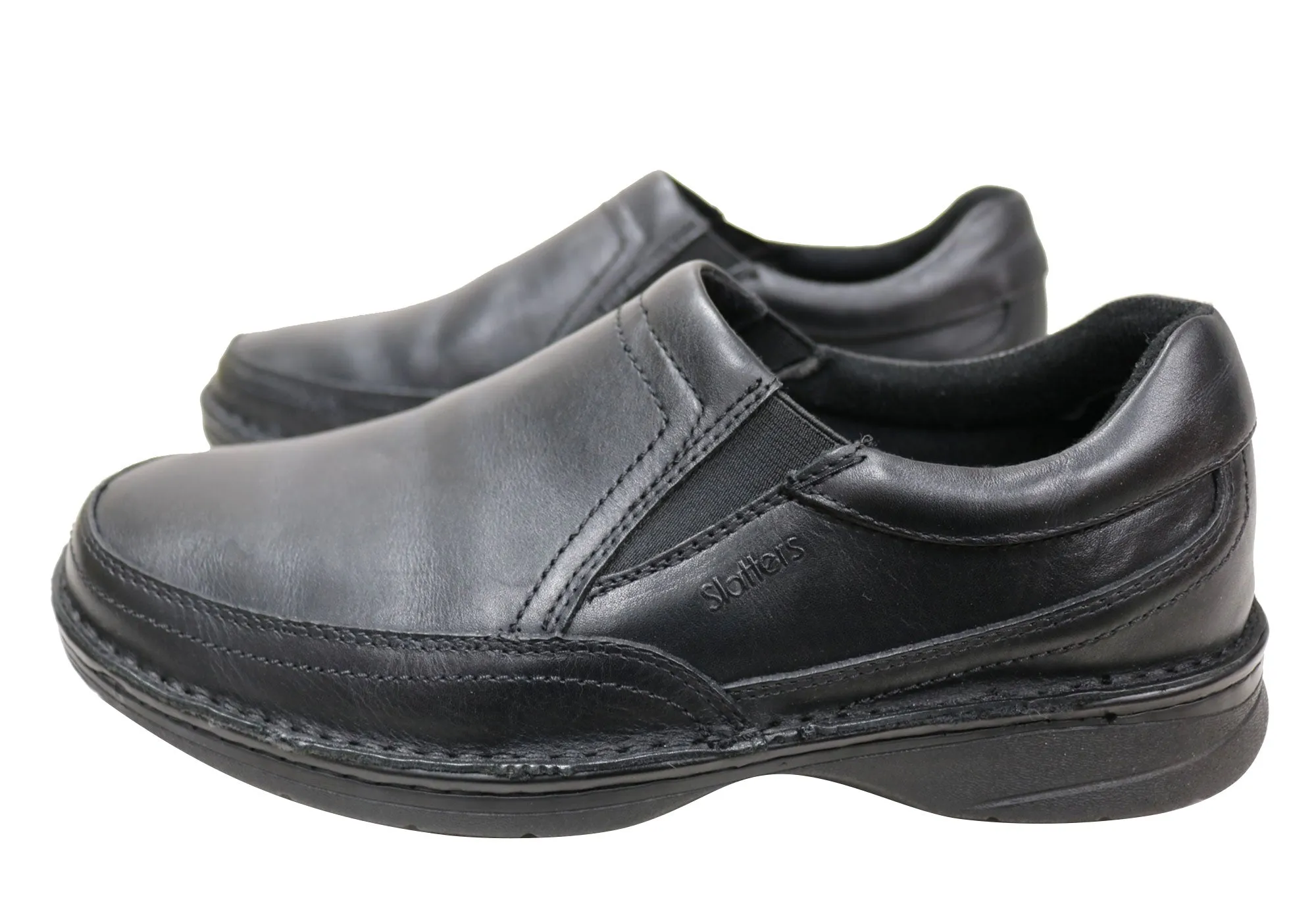 Slatters Accord Mens Wide Fit Slip On Leather Comfort Walking Shoes