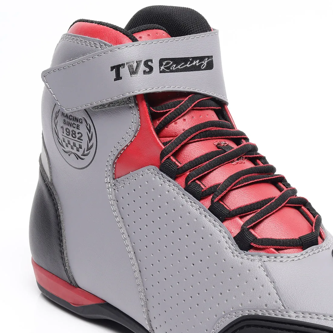 TVS Racing Ankle Length Riding Boots for Men:Anti-Microbial & Waterproof Riding Shoes with Reflective Panels, Ventilated Biker Boots with Ankle-Toe Protection-Premium Men's Riding Boots