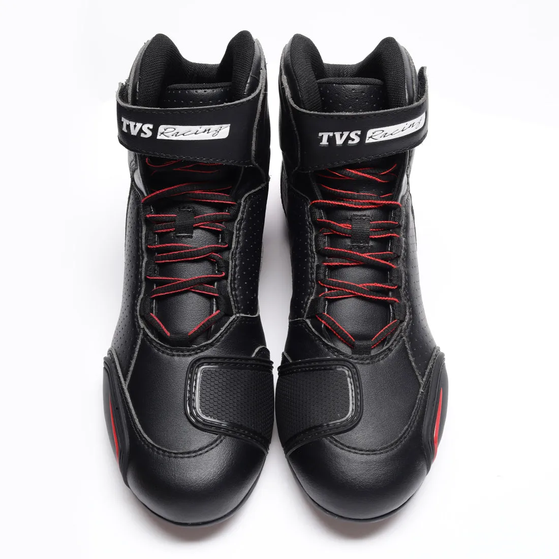 TVS Racing Ankle Length Riding Boots for Men:Anti-Microbial & Waterproof Riding Shoes with Reflective Panels, Ventilated Biker Boots with Ankle-Toe Protection-Premium Men's Riding Boots