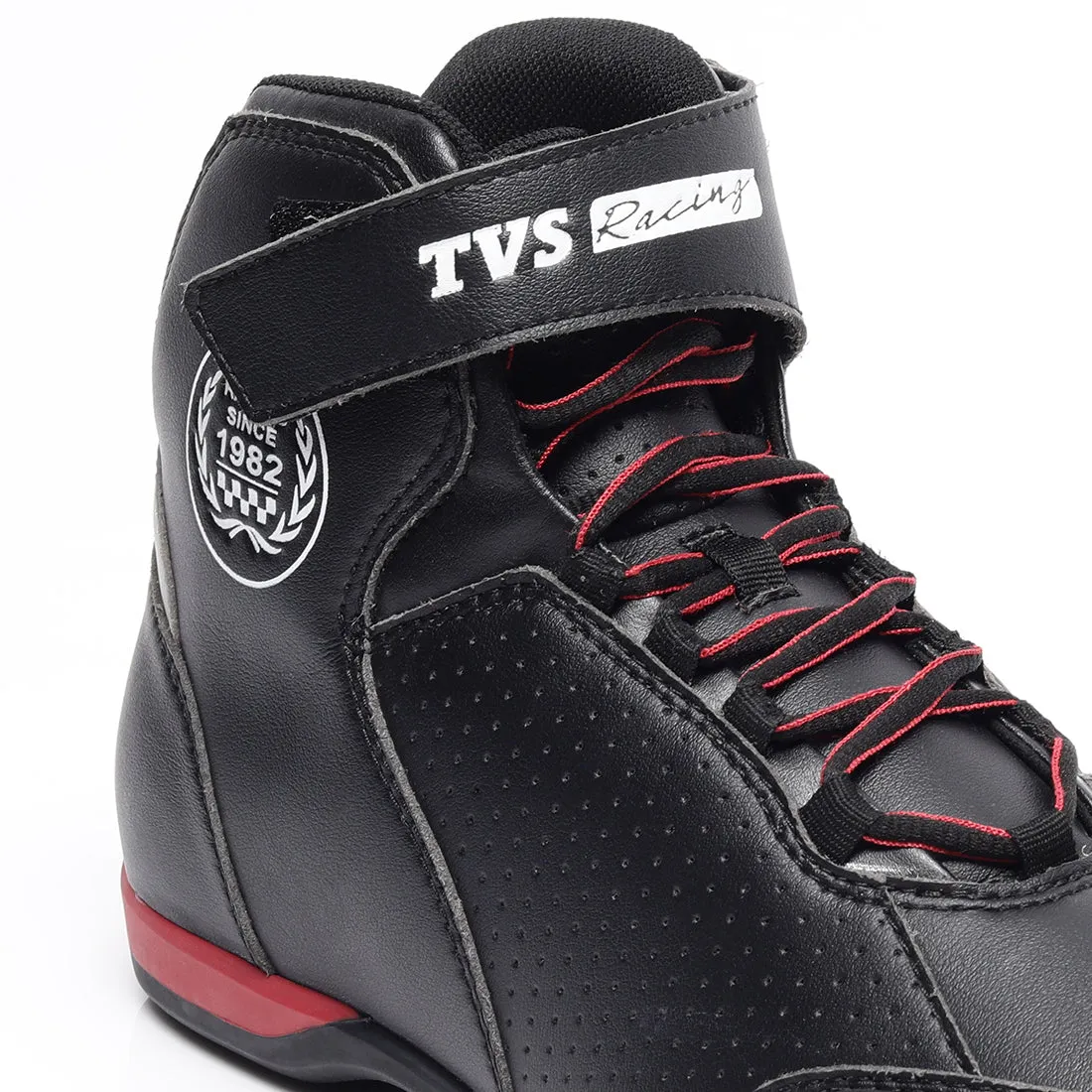 TVS Racing Ankle Length Riding Boots for Men:Anti-Microbial & Waterproof Riding Shoes with Reflective Panels, Ventilated Biker Boots with Ankle-Toe Protection-Premium Men's Riding Boots