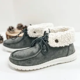 Very G | Have To Run High Top Slip On Loafers with Laces and Sherpa Lining in Grey