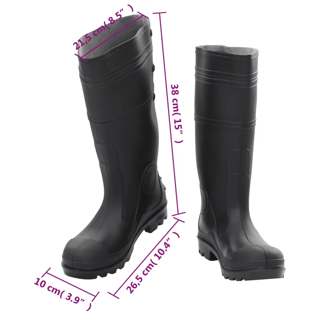 vidaXL Rain Boots Black Size 39 PVC