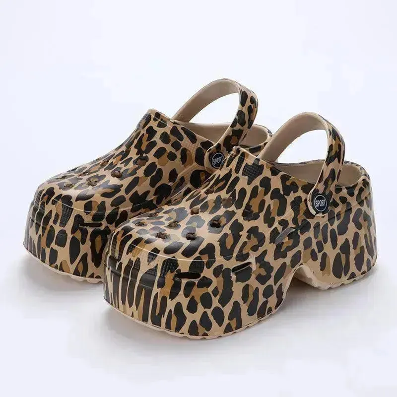 Women's Hole Shoes Summer Wear Leopard Print